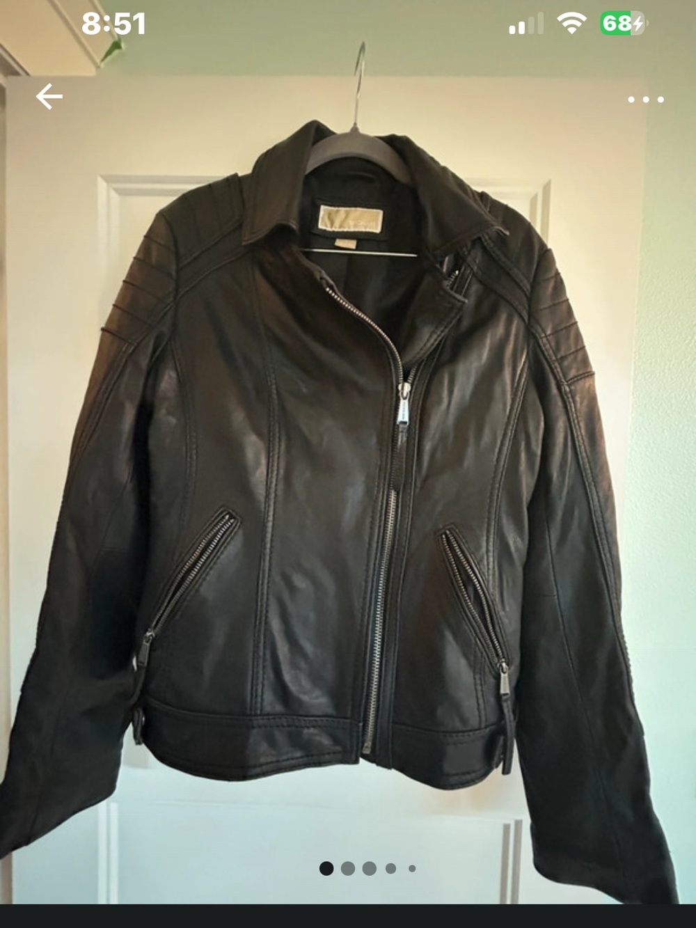 Michael Kors Black Leather Asymmetrical Zip Moto Jacket